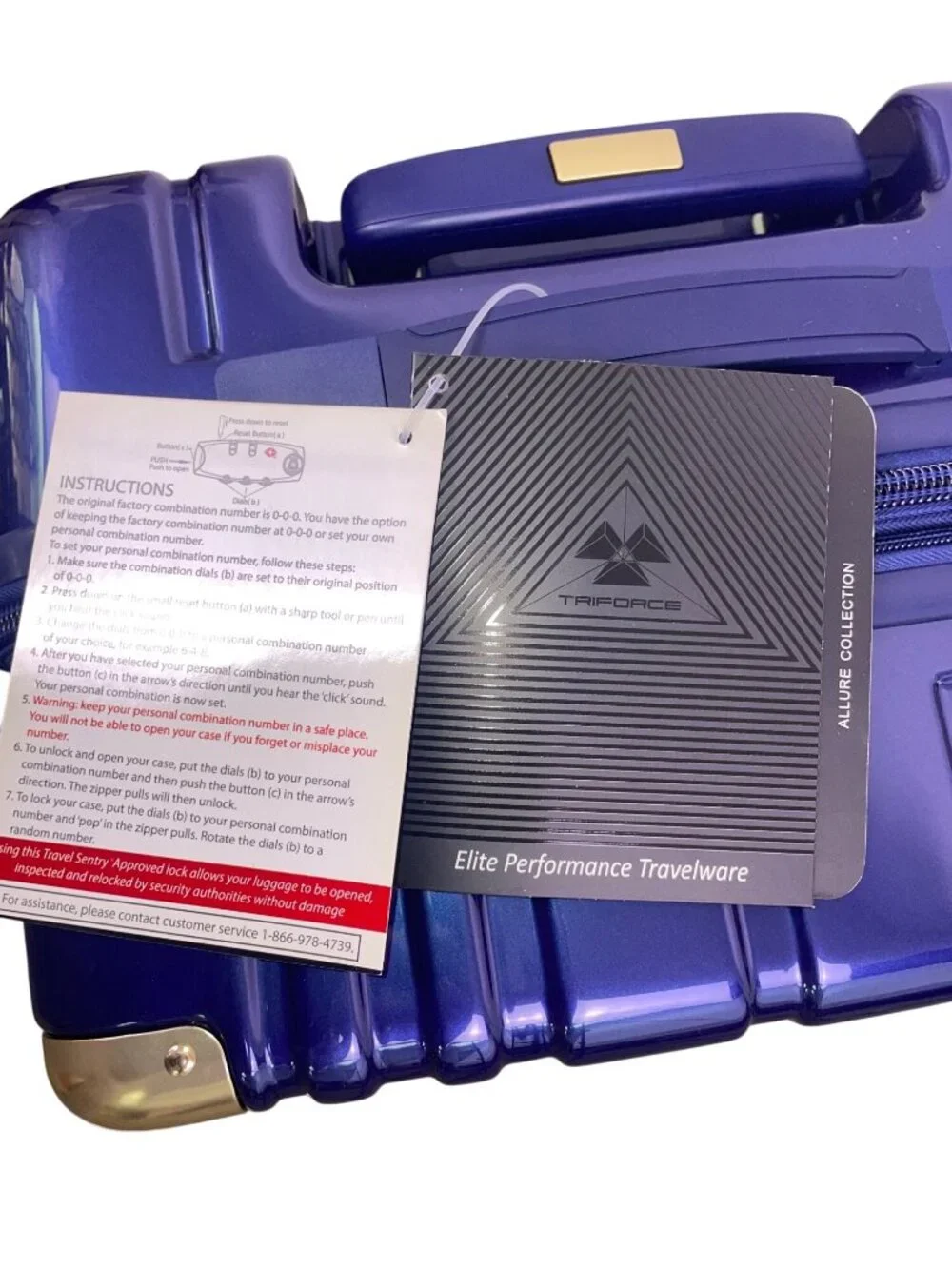 Triforce Navy Blue Telescopic Handle Build-in Scale Allure Collection Luggage